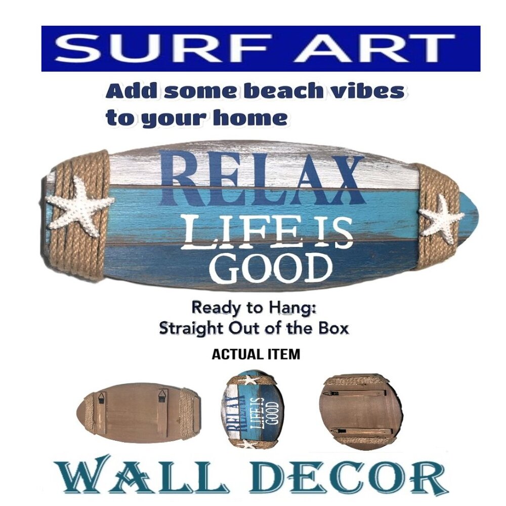 🛑 Beachcombers RELAX LIFE IS GOOD ➕🆒 WALL ART Starfish SIGN Plaque 💸BUY NOW‼️